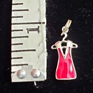 NWOT Sterling Silver Dress on Hanger Charm, Burgundy-Wine Color